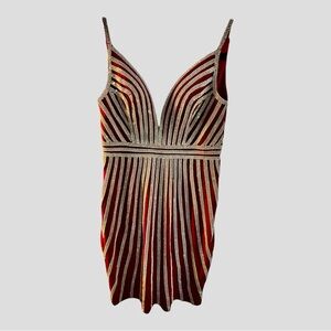 Jovani-00-Elegant Striped Red and Gold Dress